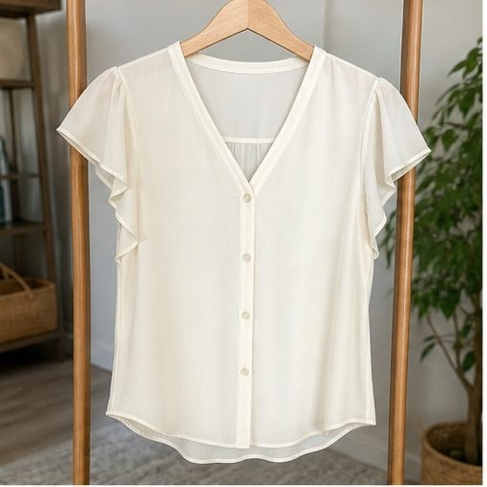 Cream Tie Neck Blouse